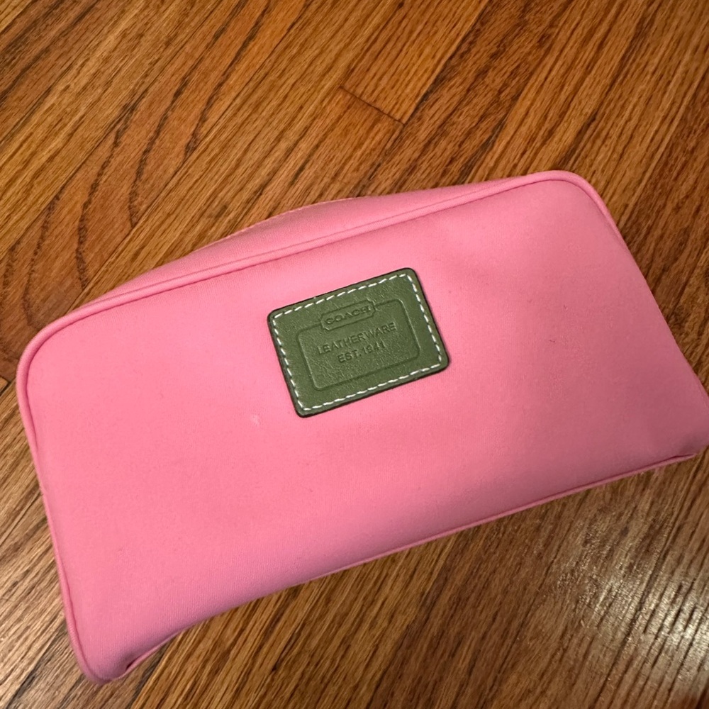 Coach Pink and Green Cosmetic Pouch